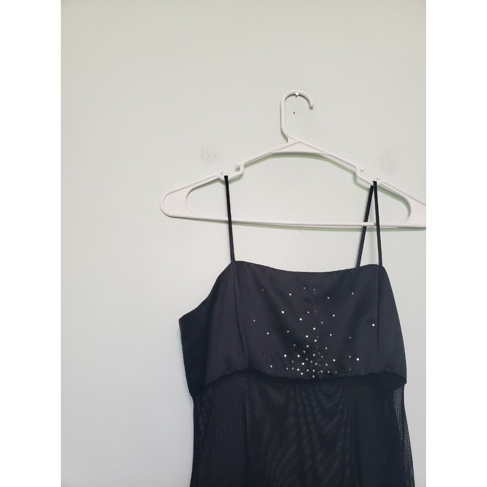 VTG Y2K Jessica McClintock Juniors 5 Prom Dress Homecoming Sheer Mid Black Bling - Picture 4 of 6